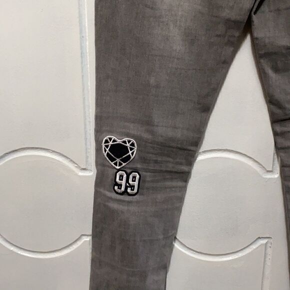 La Belle Roc Skinny Distressed Patched Jeans 5/6 - Picture 7 of 15